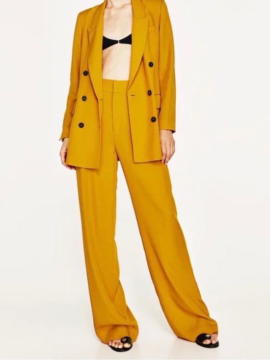 Zara Pants - Zara Double-Breasted Pantsuit in yellow Size Medium NWT
